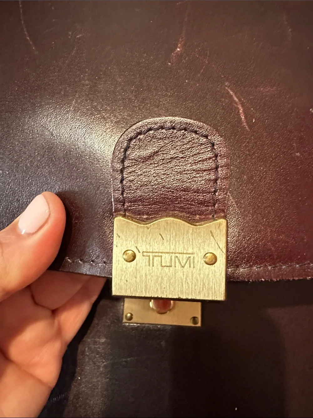 TUMI El Portal Burgundy Leather Briefcase